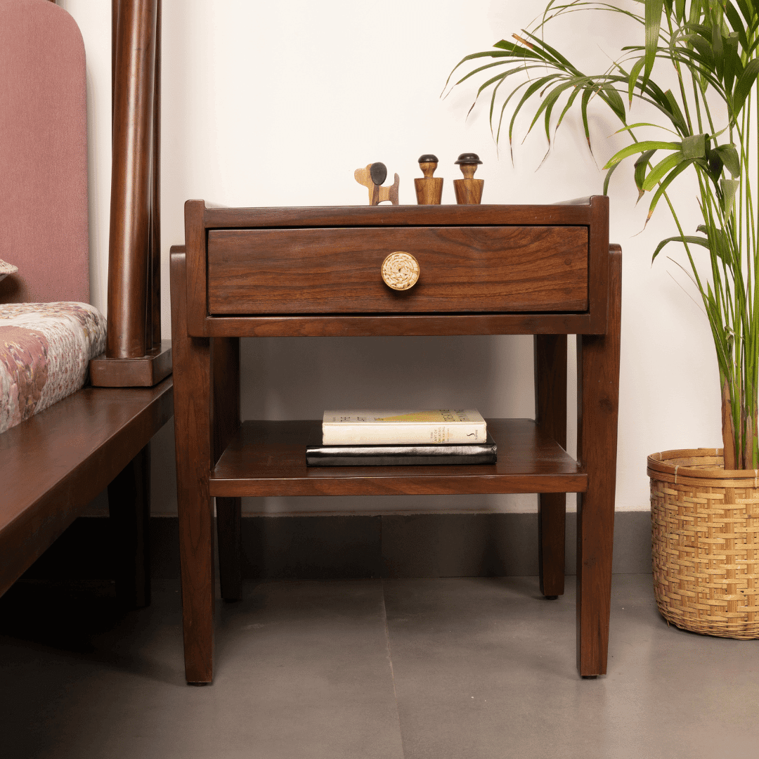 Perth Teak Wood Bed Side Table | Bedroom Side Table