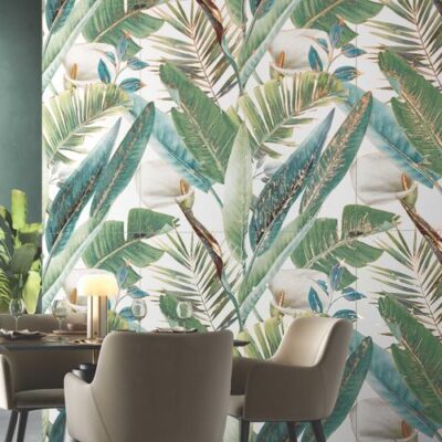 Tropical Wall Highlighter Tile TL 05740 Jewel Fresh Greenery 4 ft x 2 ft Vitrified Matte Finish - 9 mm | Suitable for Living Room, Bedroom, Bathroom & Foyer