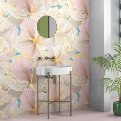 Floral Wall Highlighter Tile TL 05744 Jewel Golden Daffodil 4 ft x 2 ft Vitrified Matte Finish - 9 mm | Suitable for Living Room, Bedroom, Bathroom & Foyer