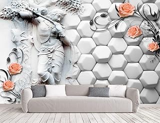 UK INTERIOR DESIGN 3D Wall Sticker Lord Krishna Wallpaper for Home Decor Office Living Room Bedroom Hall Kids Room Play Room HD Quality 10x14 ft.