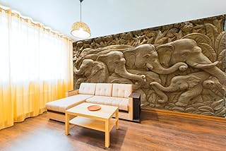 UK INTERIOR DESIGN 3D Wall Sticker Group Elephant Wallpaper for Home Decor Office Living Room Bedroom Hall Kids Room Play Room HD Quality 14x14 ft.