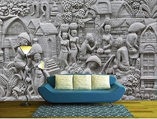 UK INTERIOR DESIGN 3D Wall Sticker Village Market Wallpaper for Home Decor Office Living Room Bedroom Hall Kids Room Play Room HD Quality 10x14 ft.