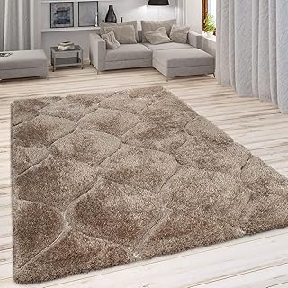 HI-Homes Soft Fluffy Carpet 9x12 Feet, Anti-Skid Shaggy Rug for Living Room, Bedroom and Kids Room, Cozy, Durable, Easy to Clean, Beige Rectangular