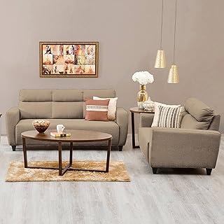 Home Centre 5 Seater Helios Emily Fabric Sofa Set| Fabric Sofa Set| (Beige) |1 Year Warranty