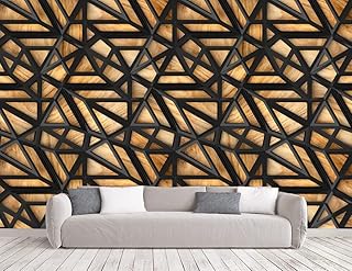 UK INTERIOR DESIGN 3D Wall Sticker Wooden Triangle Black Wallpaper for Home Decor Office Living Room Bedroom Hall Kids Room Play Room HD Quality 10x14 ft.