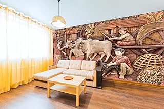 UK INTERIOR DESIGN 3D Wall Sticker Village Wallpaper for Home Decor Office Living Room Bedroom Hall Kids Room Play Room HD Quality 10x12 ft.