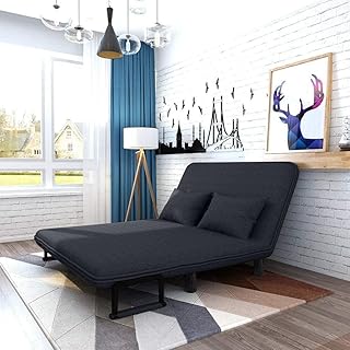 Royal Interiors 3 Seater Foldable Sofa with Armrests and Cushion | Compact Sleeper Couch for Small Spaces | Sleeper Sofa for Living Room, Bedroom | Convertible Tri-Fold Sofa Cum Bed (Dark Grey)