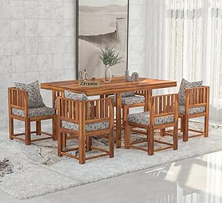 Zivanto Solid Sheesham Wood Space Saving Dining Table 6 Seater | Six Seater Dinning Table with 6 Invisible Cushioned Chairs for Home | Rosewood, Brown Finish, Self Assembly Required