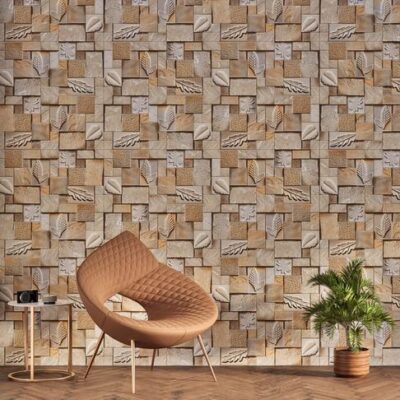 Elevation Wall Tile TL 00070 D Dark Beige 2 ft x 1 ft Punch Matte Finish Vitrified Tile - 9 mm | Suitable For Feature Wall, Boundary Wall, Balcony, Outdoor