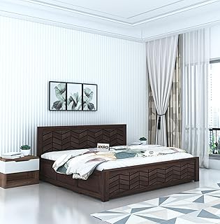 AAKROCRAFTS Sheesham Wood King Size Bed with Box Storage Solid Wood Cot Palang Double Bed for Bedroom Living Room Home (Walnut Finish)