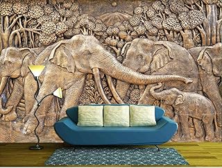 UK INTERIOR DESIGN 3D Wall Sticker Copper Elephant Wallpaper for Home Decor Office Living Room Bedroom Hall Kids Room Play Room HD Quality 10x12 ft.