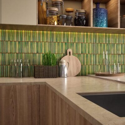 Faux Subway Wall Tile TL 05376 I Miraq Kitkat Forest Green 2 ft x 1 ft Ceramic Glossy Finish - 8 mm | Suitable For Kitchen, Bathroom Walls and Backsplashes