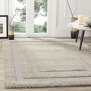 Kashish Rugs Carpet & Rugs for Living Room 6x9 feet Shaggy Rug Handmade Microfiber Cozy Soft, Plush & Fluffy Anti-Skid Rectangular Carpet for Bedroom & Hall with 2 inch Thickness, Grey Beige Carpet