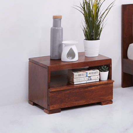 Penny Acacia Wood Bedside Table with Drawer | Bedroom Side Tables