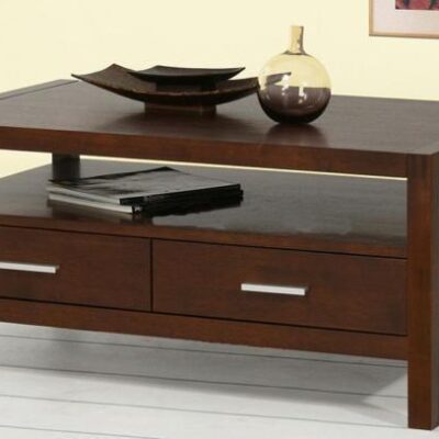 HANDMADE WOODEN COFFEE CENTER TABLE WITH BOTTOM SHELF & DRAWERS (SUN-WTC456)