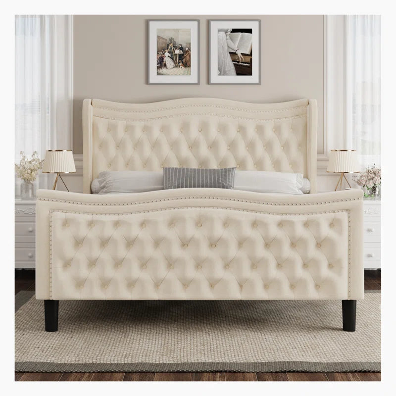 Huzayfa Upholstered Platform Bed Velvet Upholstered Bed