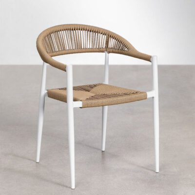 STACKABLE METAL AND SYNTHETIC ROPE GARDEN OUTDOOR ARM CHAIR FURNITURE FOR HOME, CAFE & HOTELS