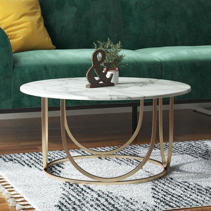 Gold Iron & Marble Top Center Table For Living Room | Premium Coffee Table | Tea Table