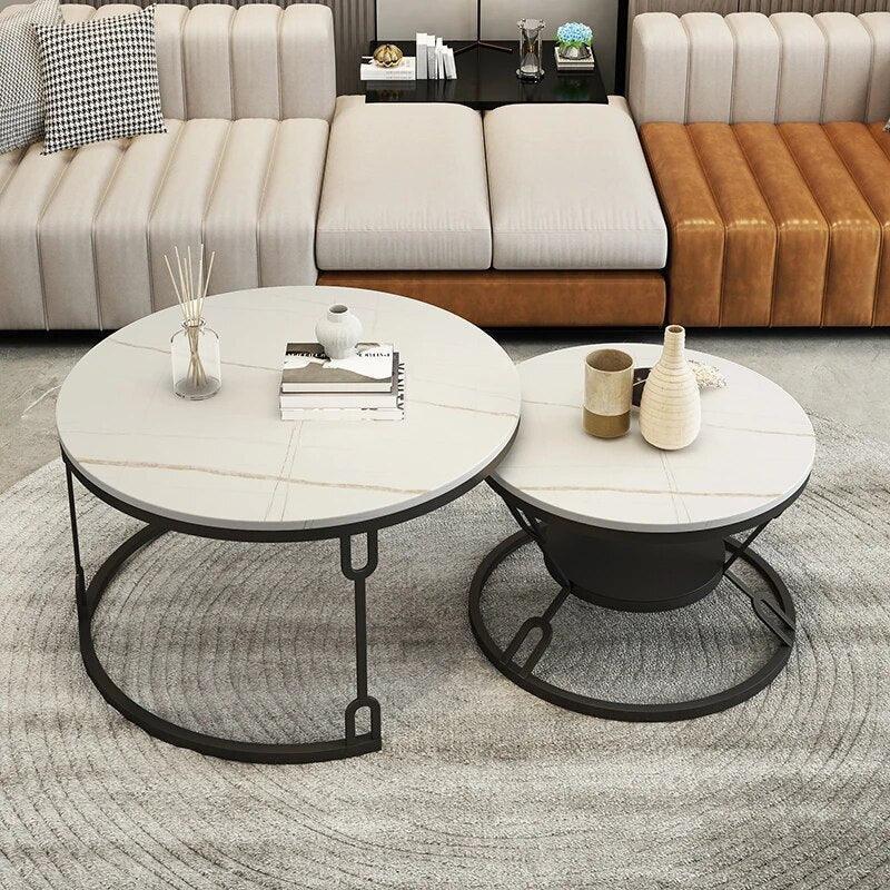 Marble Top Center Table for Living Room | Modern Round Nest of Tables | Coffee Table