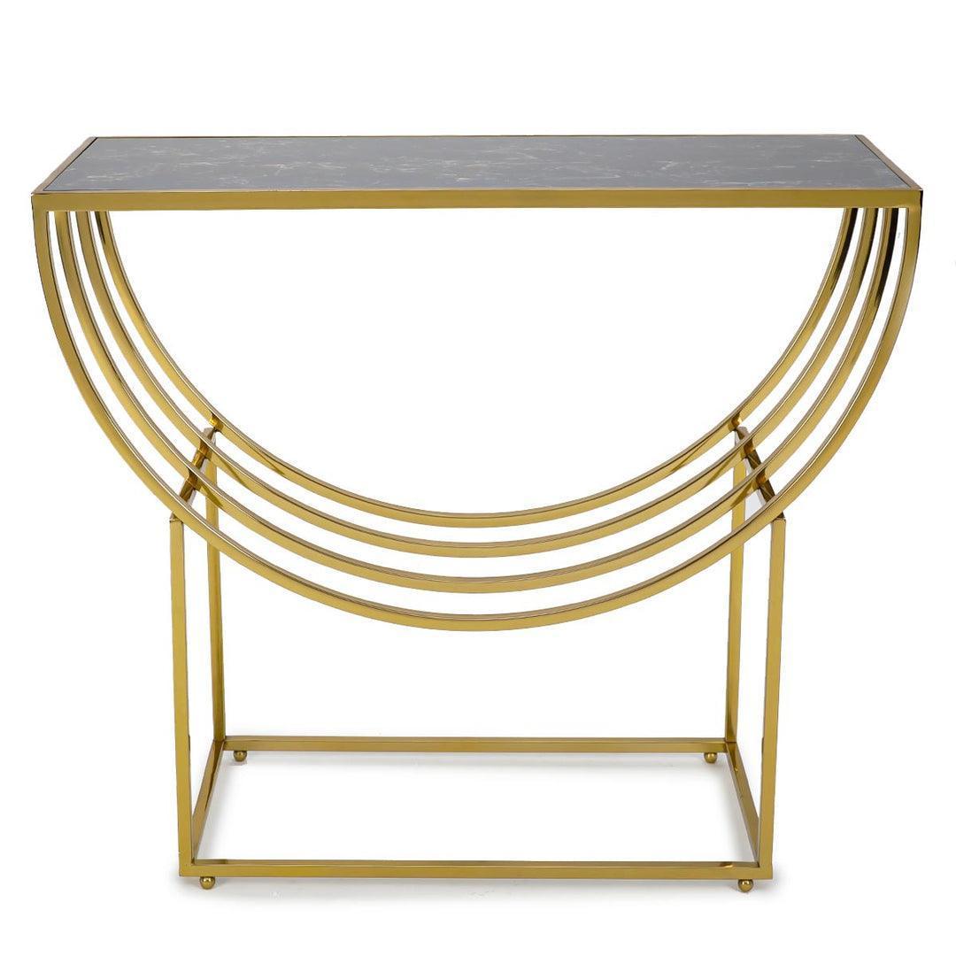 Unique Console Table Black Marble and Gold Finish | Side Table For Decor