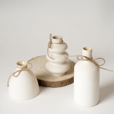 Konso Family Flower Pot | Ceramic Flower Vase for Living Room | Vase for Home Decor (Set of 3)