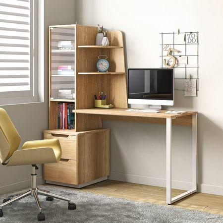 Sidney Engineered Wood Study Table in Rustic Oak Finish