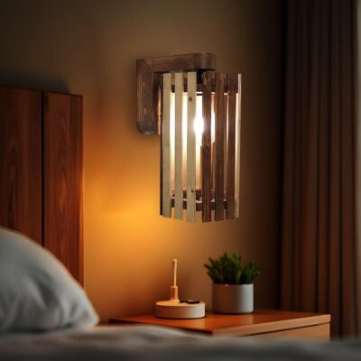 Hexa Brown Wooden Wall Light | Lamps for Home Decor