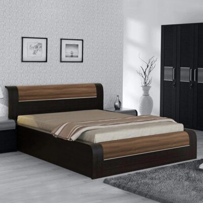 King Size Bed in Natural Wenge Woodpore Finish with Hydraulic Storage