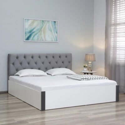 King Size Bed in Frosty White Finish with Hydraulic Storage