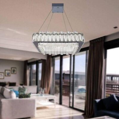 Candela Crystal Three Way Remote Lighting Chandelier